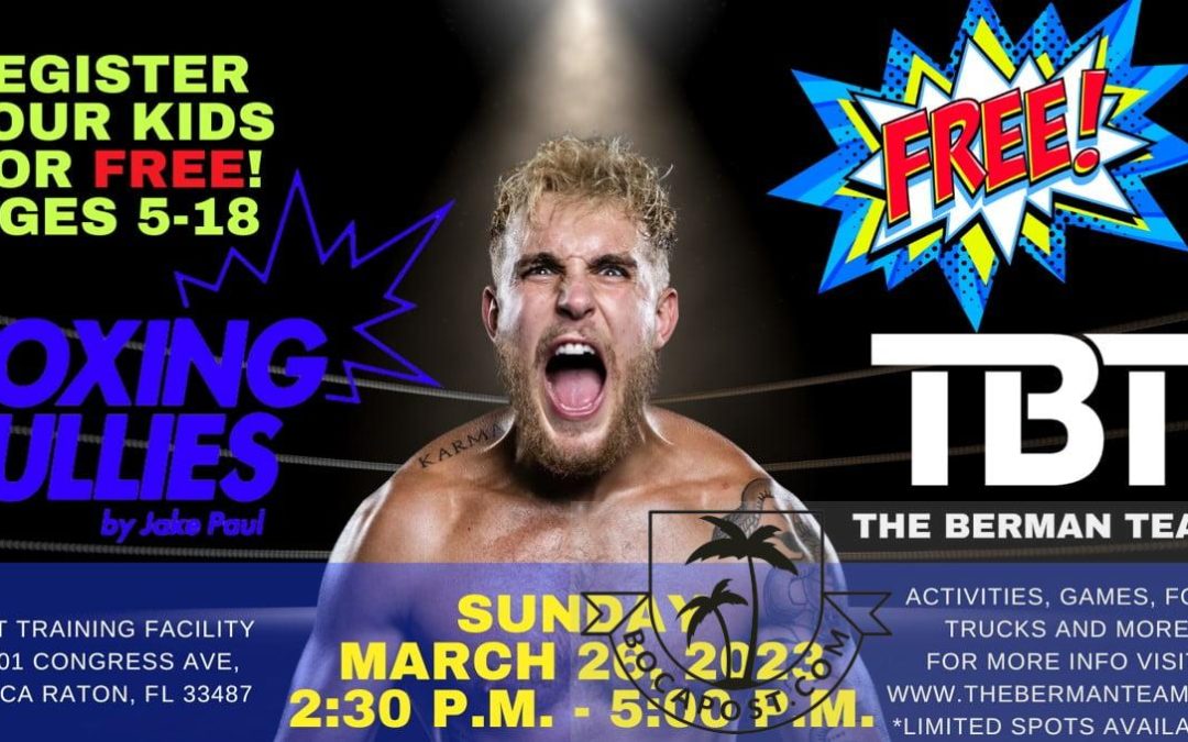 FREE: Kids Can Train With Jake Paul For Free At “Boxing Bullies” Event In Boca Raton