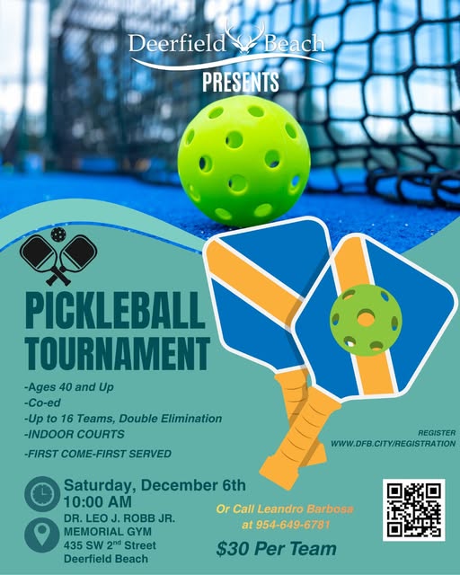 Deerfield Beach Hosting Coed Pickleball Tournament For Ages 40+
