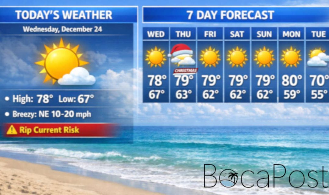 Rip Current Statement In Effect As Sunny Christmas Eve Settles In For Boca Raton