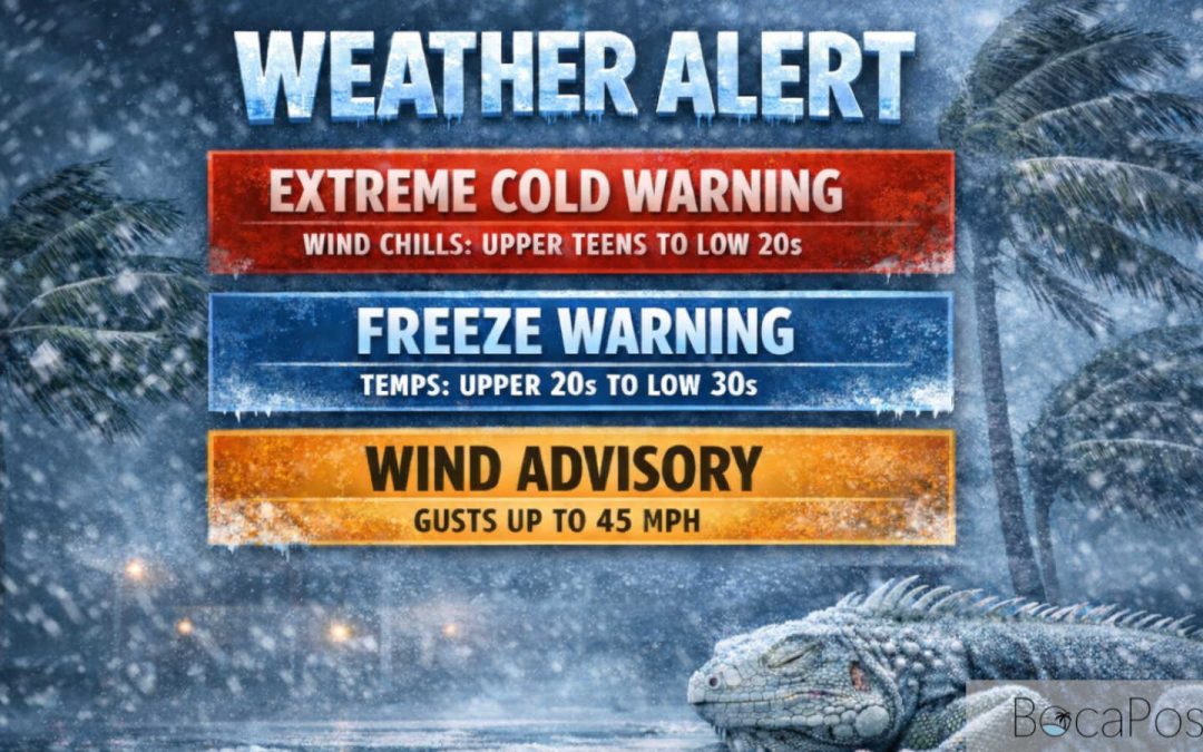 Boca Raton Under Extreme Cold, Freeze, and Wind Alerts Overnight
