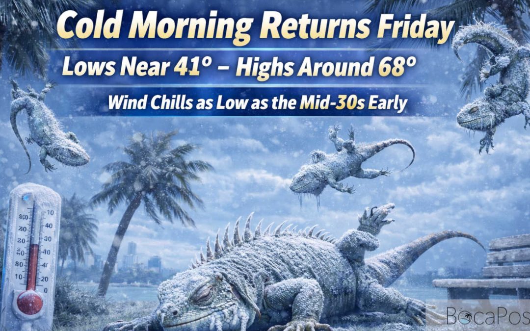 Cold in Boca: Wind Gusts Ease, Low Temps Overnight