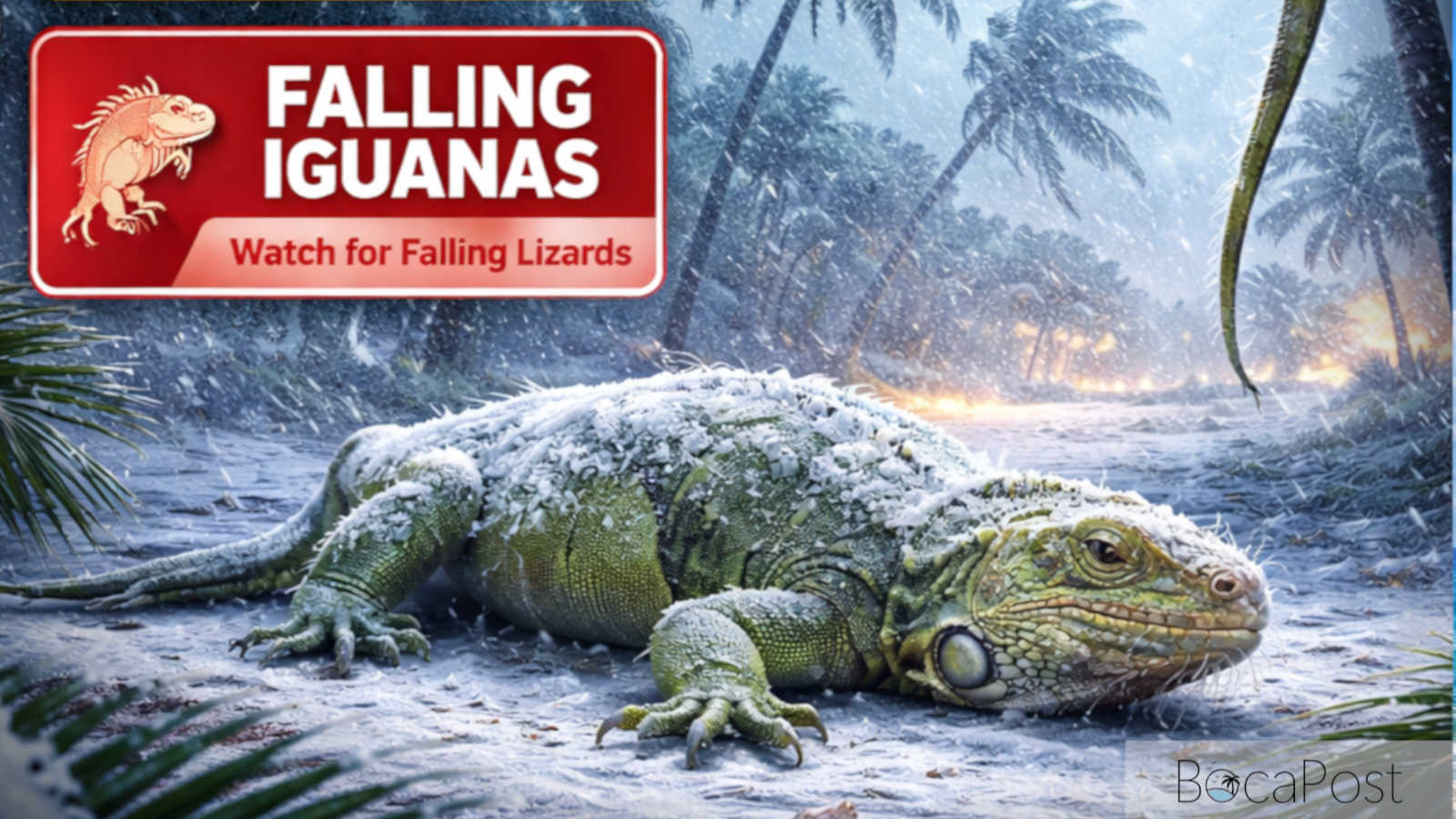 WEATHER ALERT – Freeze Warning Issued for Boca Raton; Extreme Cold May Cause Iguanas to Fall From Trees WEATHER ALERT - Freeze Warning Issued for Boca Raton; Extreme Cold May Cause Iguanas to Fall From Trees
