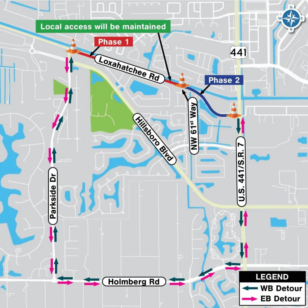 Detour: Loxahatchee Road To Close Between Parkside Drive And Us-441 - Boca Post
