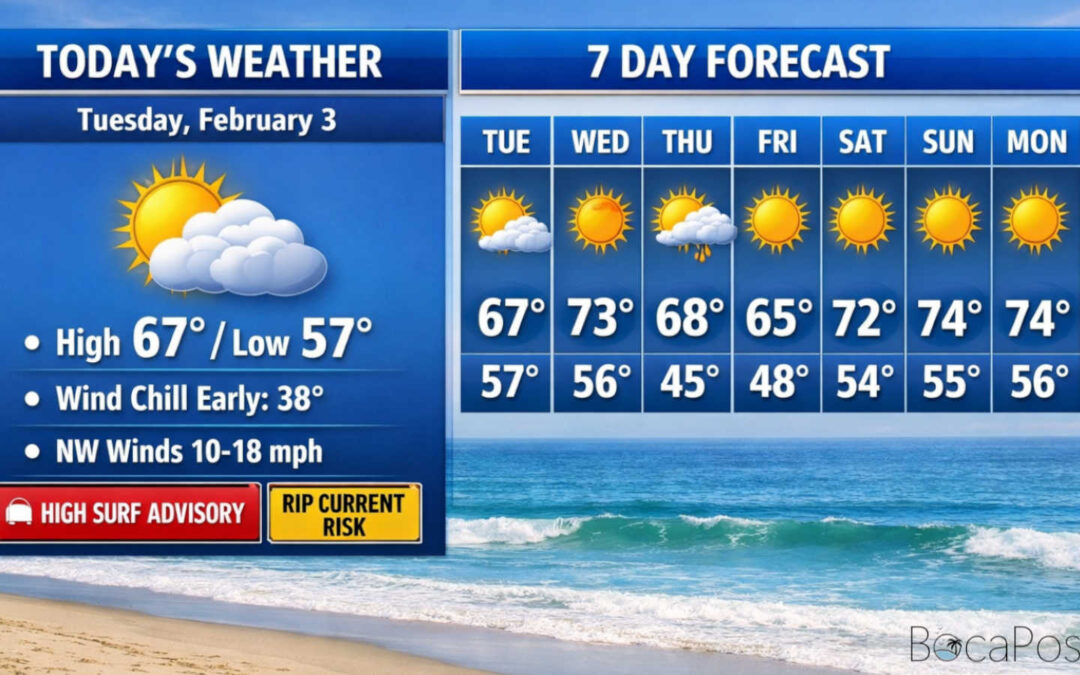 Cold Morning Gives Way To Sunshine As Boca Tops Out Near 67