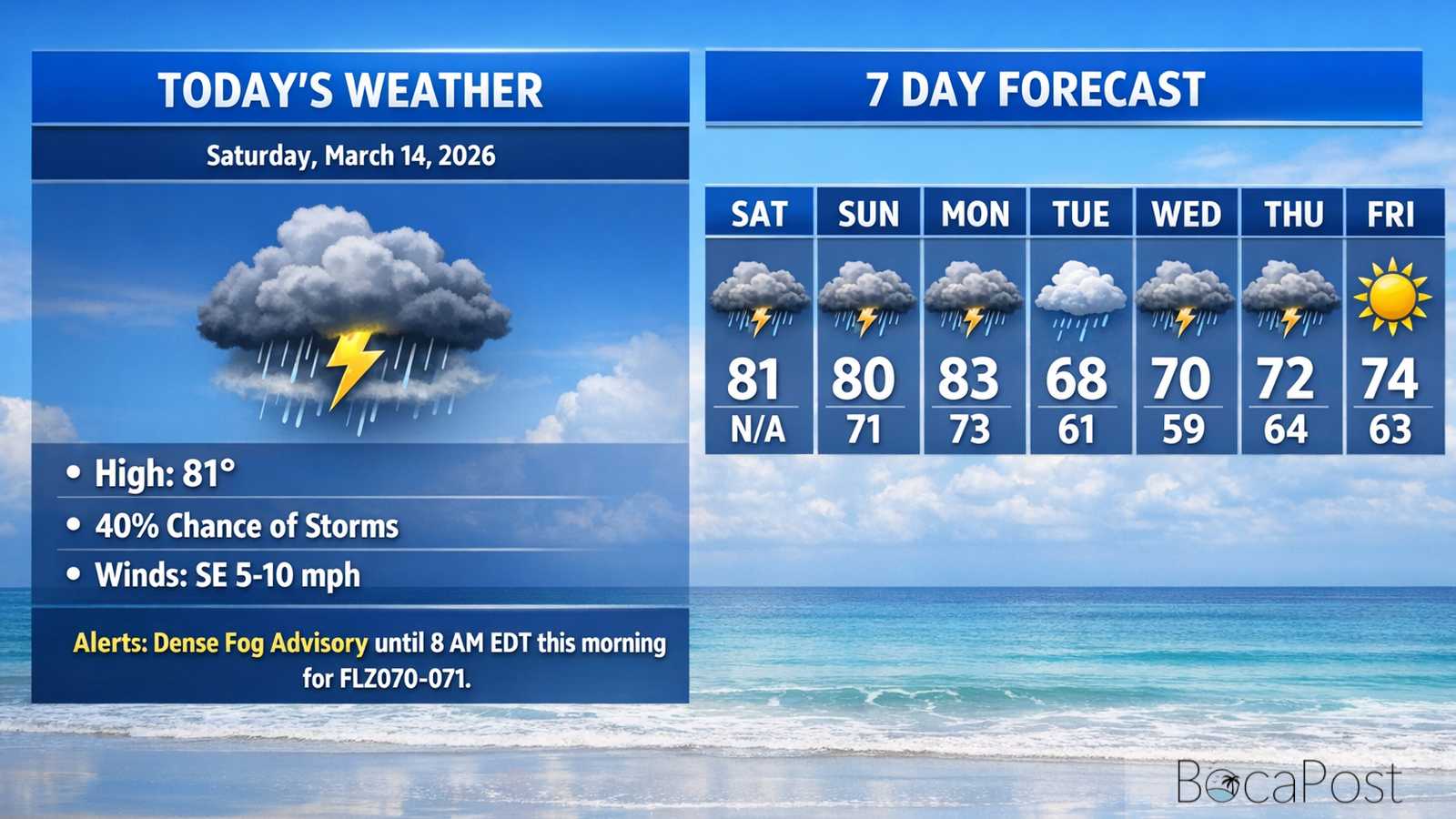 Boca Raton Morning Weather Update: Stormy Weekend Pattern, Cooler Air Next Week
