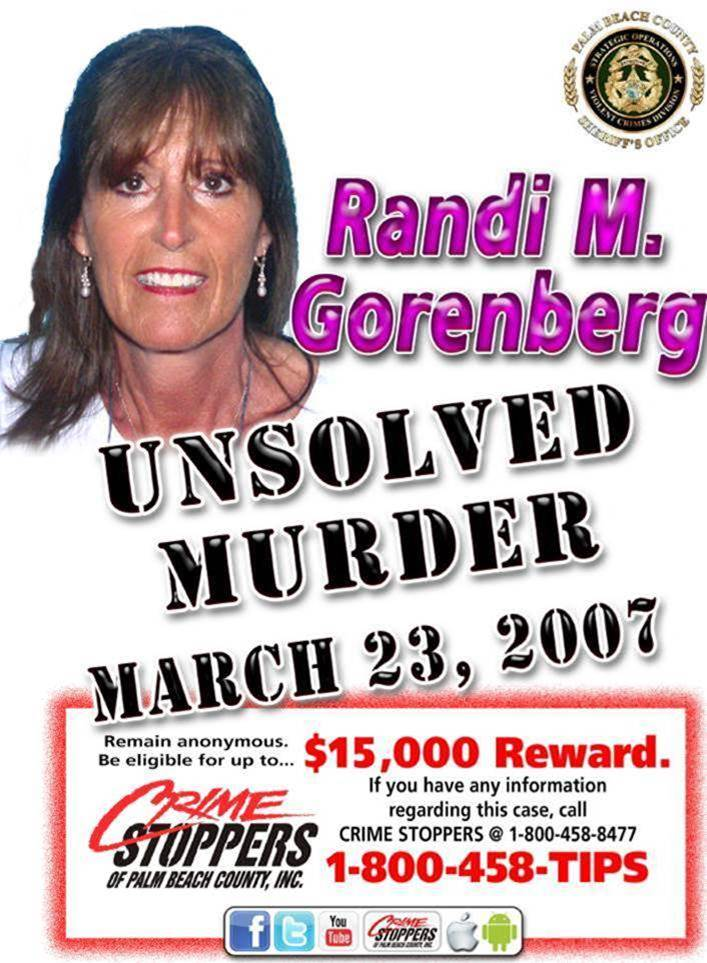 Pbso Still Seeking Leads 19 Years After Randi Gorenberg Was Killed After Leaving Boca’s Town Center Mall - Boca Post A Crime Stoppers Poster Distributed In The Unsolved 2007 Killing Of Randi Gorenberg, Who Was Last Seen After Leaving Town Center Mall In Boca Raton Before She Was Found Fatally Shot In Delray Beach.