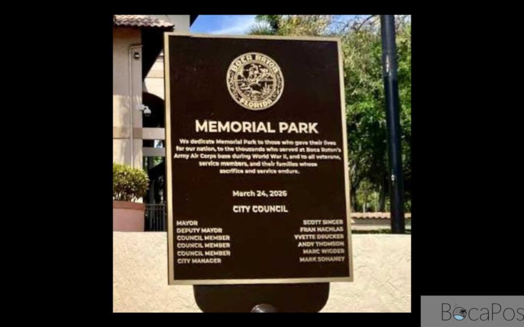 Boca Raton Dedicates Memorial Park Decades Late, Faces Criticism