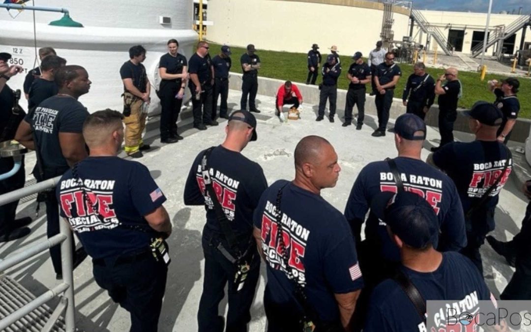 Boca Raton Fire Rescue Conducting Regional HazMat Training at Glades Road Water Plant Near I-95, Airport and FAU
