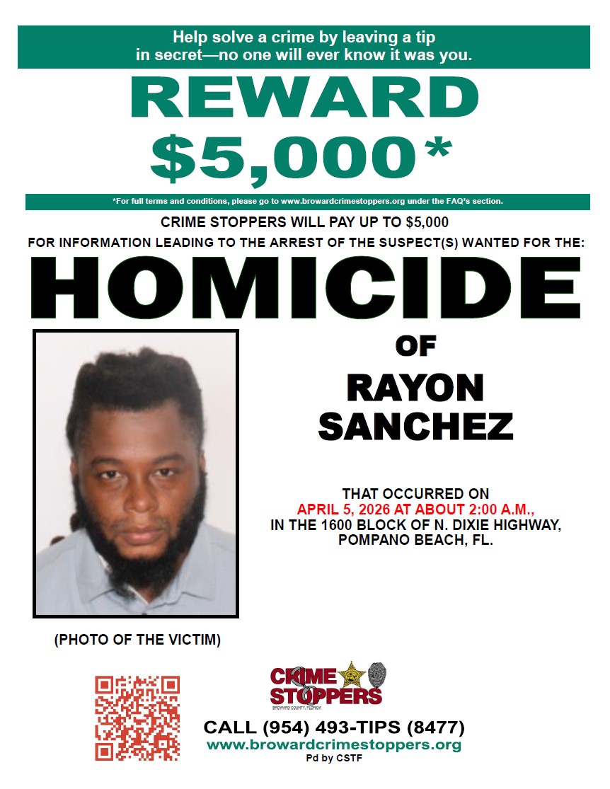 Bso Investigating Pompano Beach Shooting Death; Crime Stoppers Offers Up To $5,000 Reward