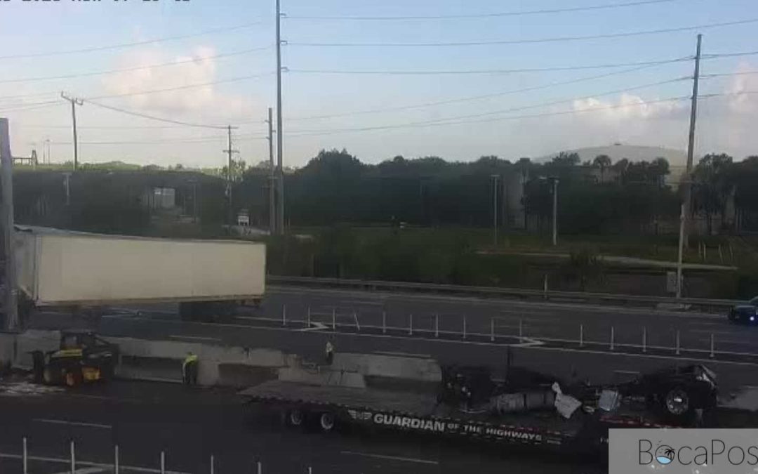 Overturned Tractor-Trailer Closes I-95 Express Lanes Near Yamato Road In Boca Raton