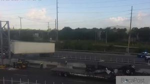 Overturned Tractor-Trailer Closes I-95 Express Lanes Near Yamato Road In Boca Raton