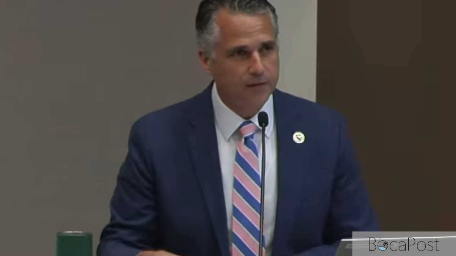 James Zervis, Boca Raton Deputy City Manager and Chief Financial Officer, presenting a property tax reform impact analysis to City Council.