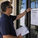 Illustration Of A Temporary Restaurant Closure Notice Posted On A Restaurant Door.