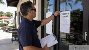 Illustration Of A Temporary Restaurant Closure Notice Posted On A Restaurant Door.