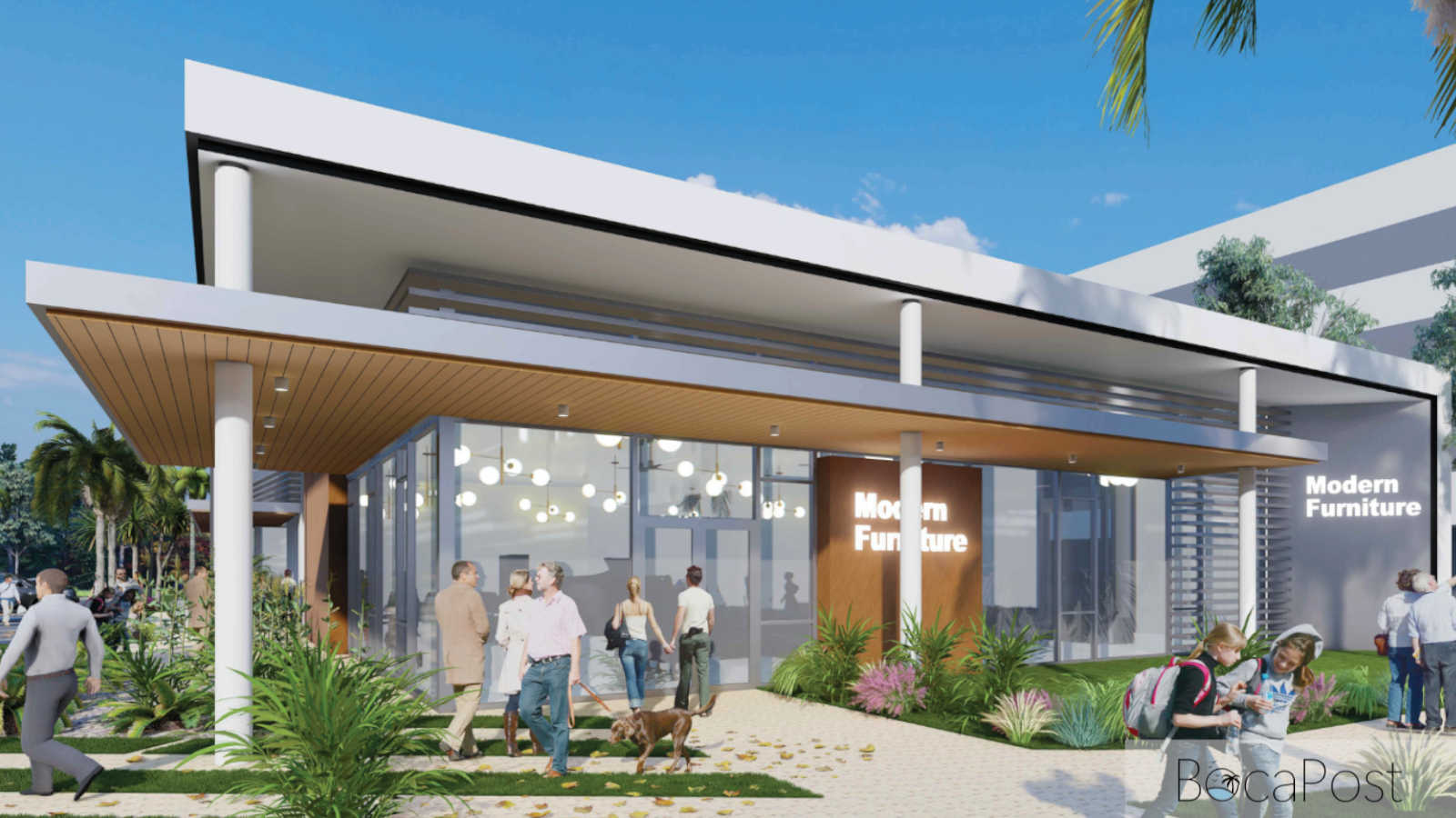 Boca Raton Board Approves North Federal Highway Furniture Showroom, Cuts Beautification Fee Architectural rendering of the proposed one-story furniture showroom and retail building fronting North Federal Highway at 1000 N. Federal Highway in Boca Raton.