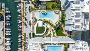 Aerial View Of The Nautilus 220 Twin Condominium Towers On Lake Shore Drive In Lake Park, Florida.