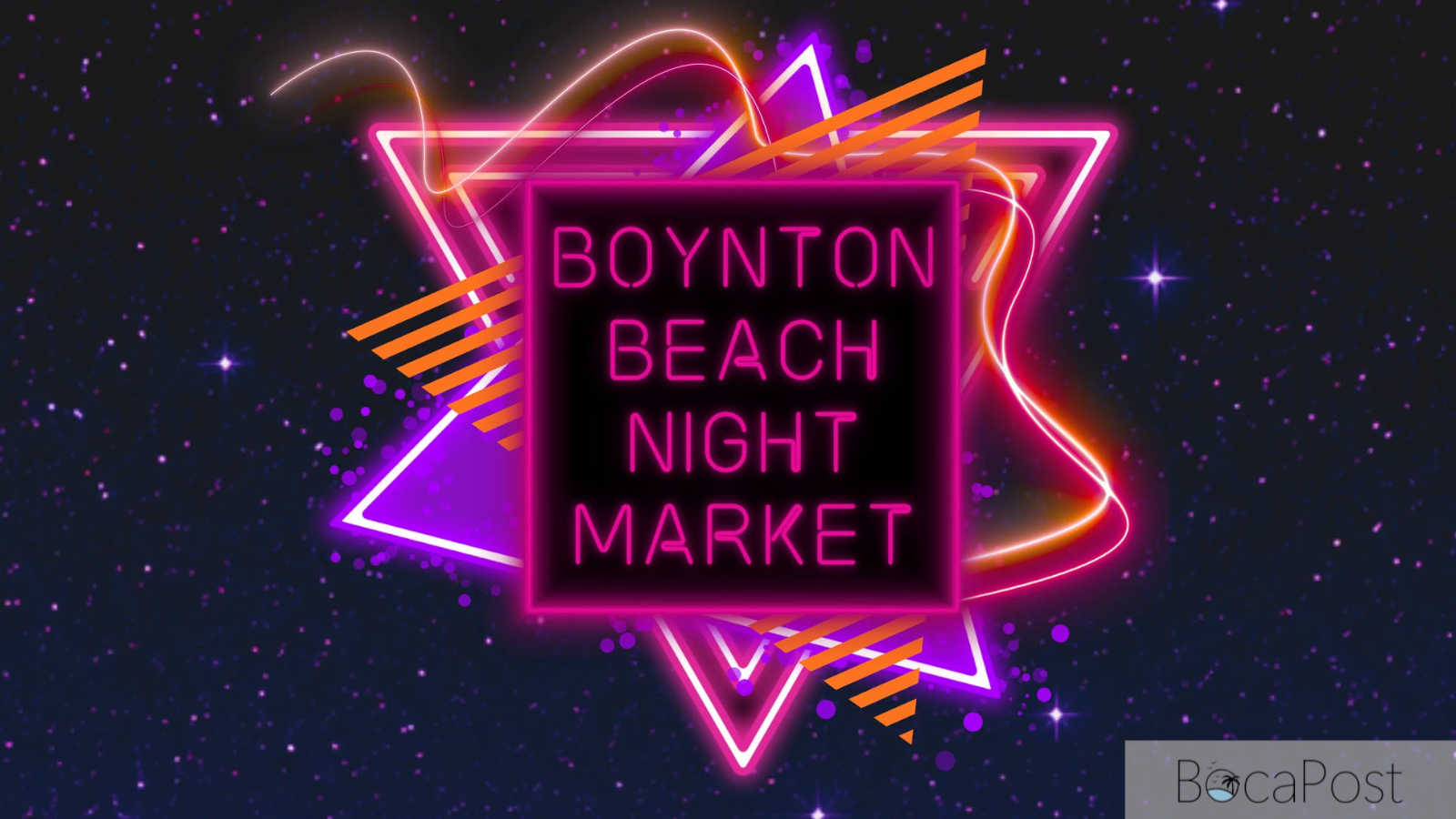 Promotional graphic for the 2026 Boynton Beach Night Market at Centennial Park in Downtown Boynton Beach.