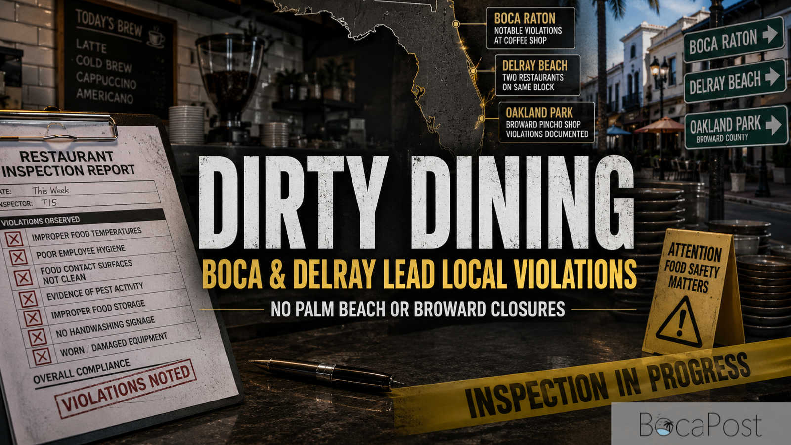 Generic Dirty Dining series graphic for Boca Post weekly restaurant inspection roundup.
