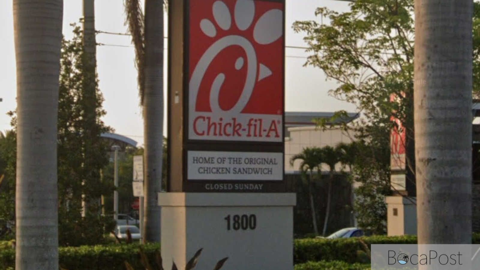 Exterior of Chick-fil-A restaurant at 1800 South Federal Highway in Delray Beach, Florida