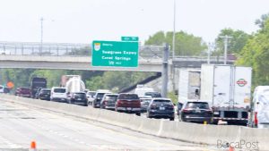 Empty Northbound Lanes Of Florida'S Turnpike Near The Sawgrass Expressway Interchange During A Gas Leak Closure.