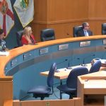 Palm Beach County Commissioners Seated At The Dais During A County Commission Meeting.