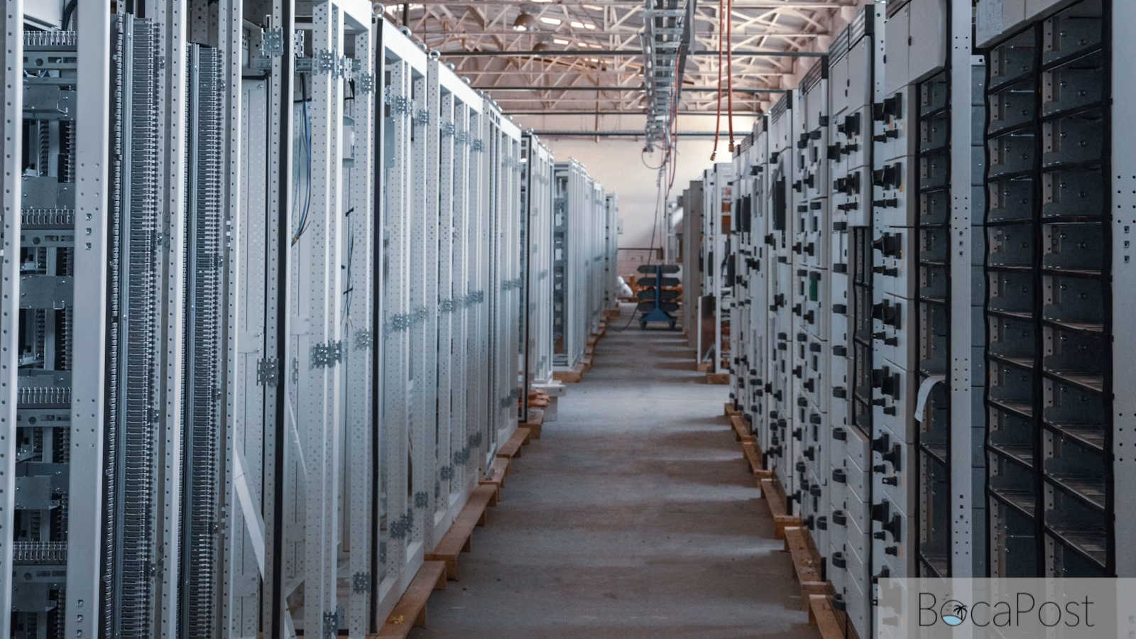 Stock image of a data center server rack.