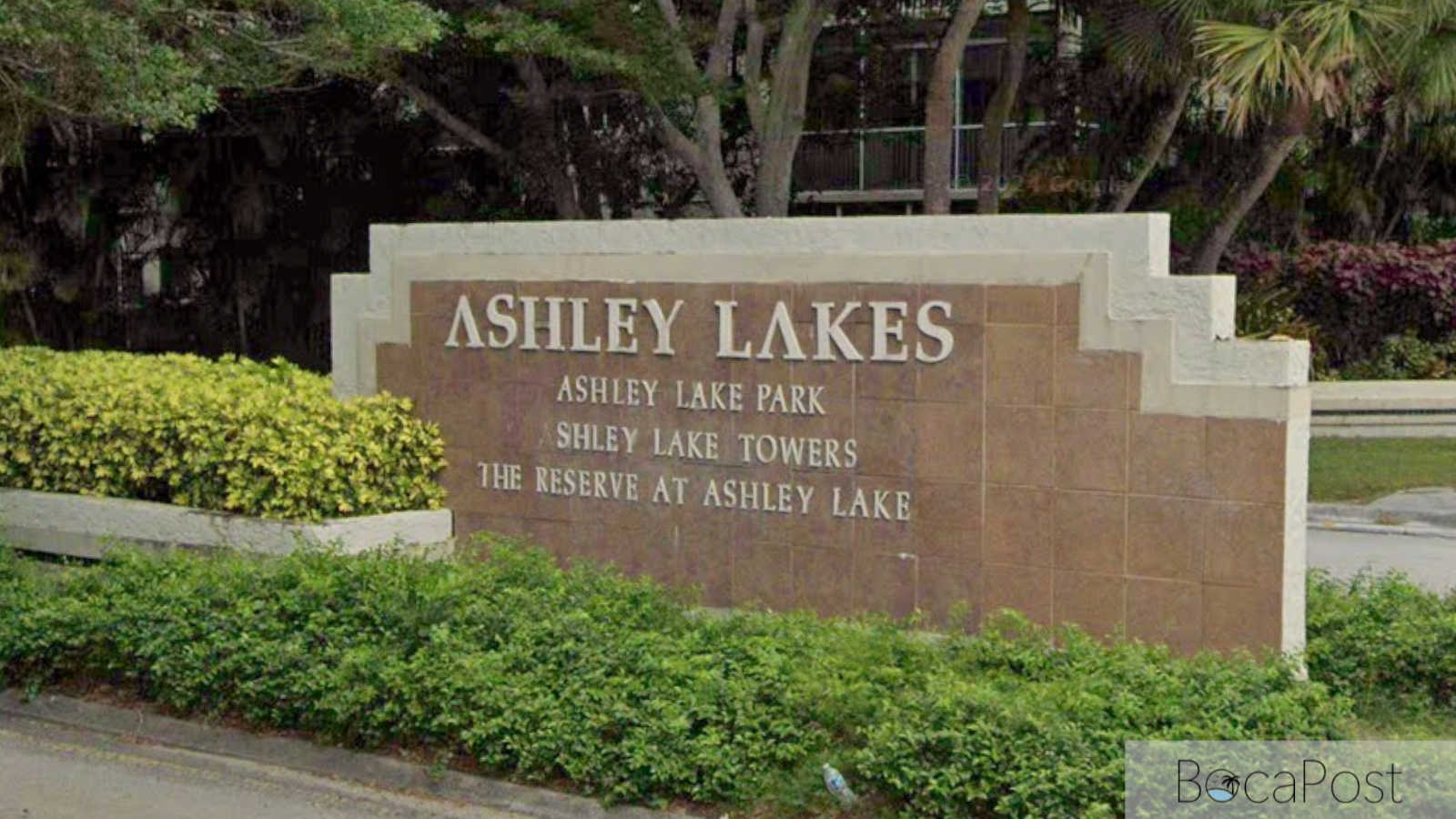 Wrongful Death Lawsuit Targets Ashley Lakes Apartments After Boynton Beach Shooting Entrance sign for the Ashley Lakes Apartments in Boynton Beach, Florida.